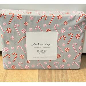 Candy Cane Christmas London Kaye Sheet Set- QUEEN